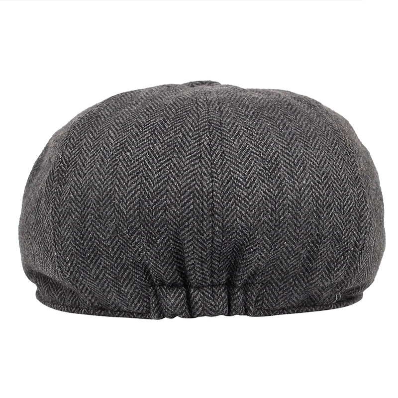 Men Beret Vintage Herringbone Gatsby Tweed Hat