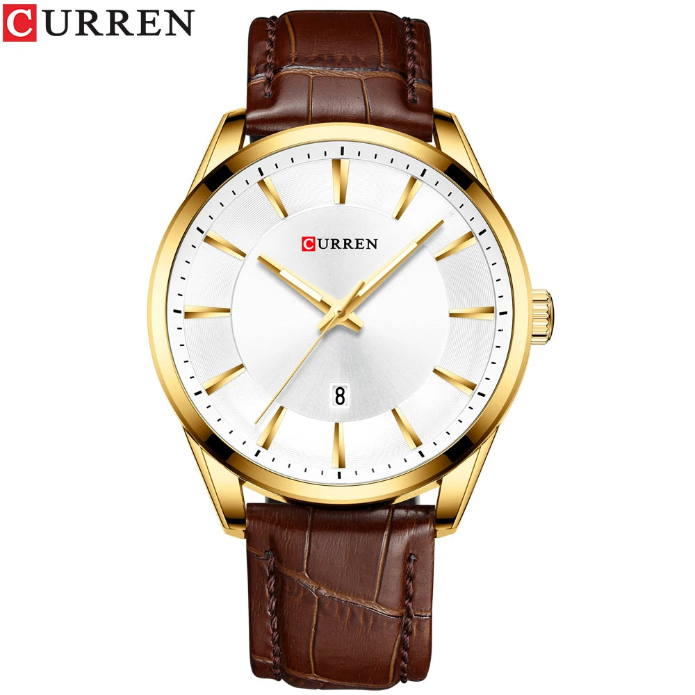 CURREN Quartz Watches for Men Leather Strap