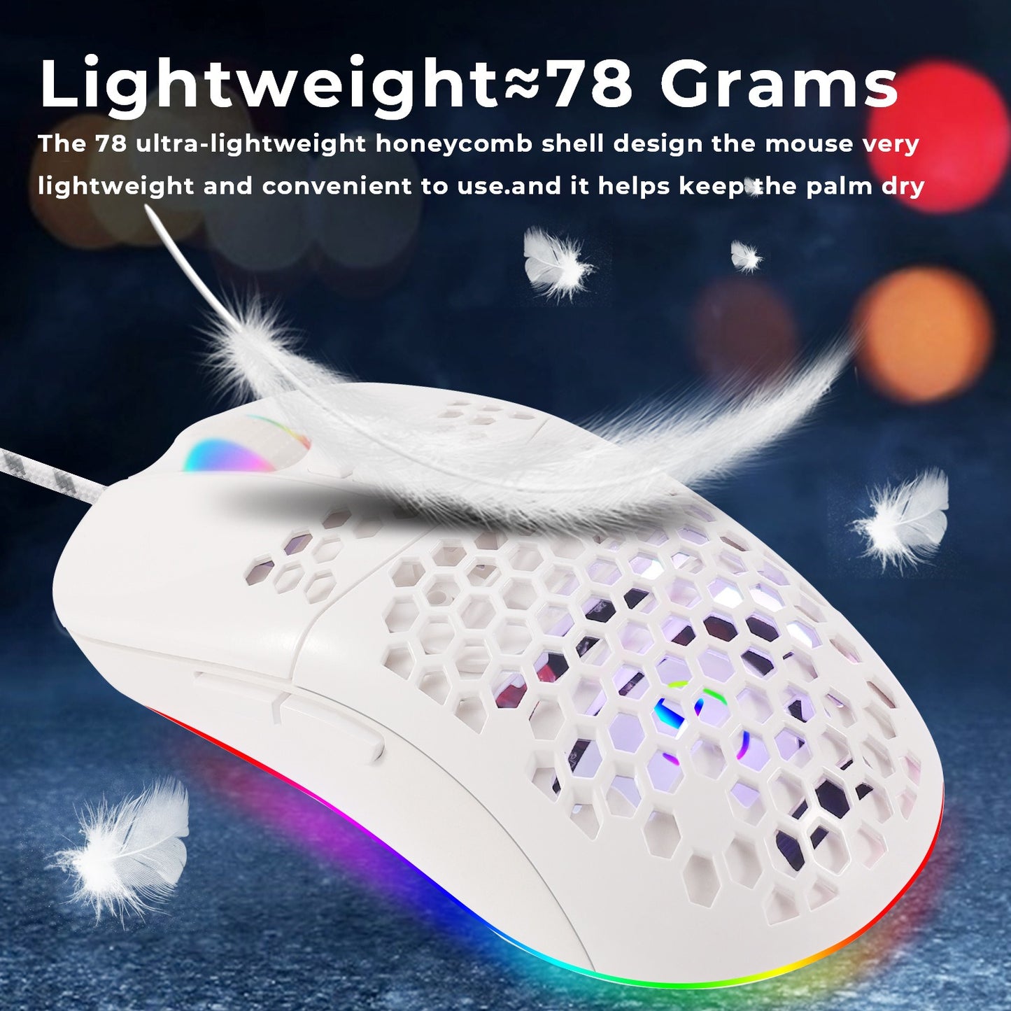 Cave mouse USB-C luminous RGB wired macro programming game mouse with 6 keys to turn off lights