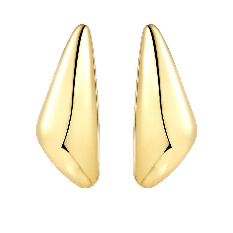 Fashionable Droplet Earrings with Advanced Light Sensitive Surface Gold Melon Seed Earrings