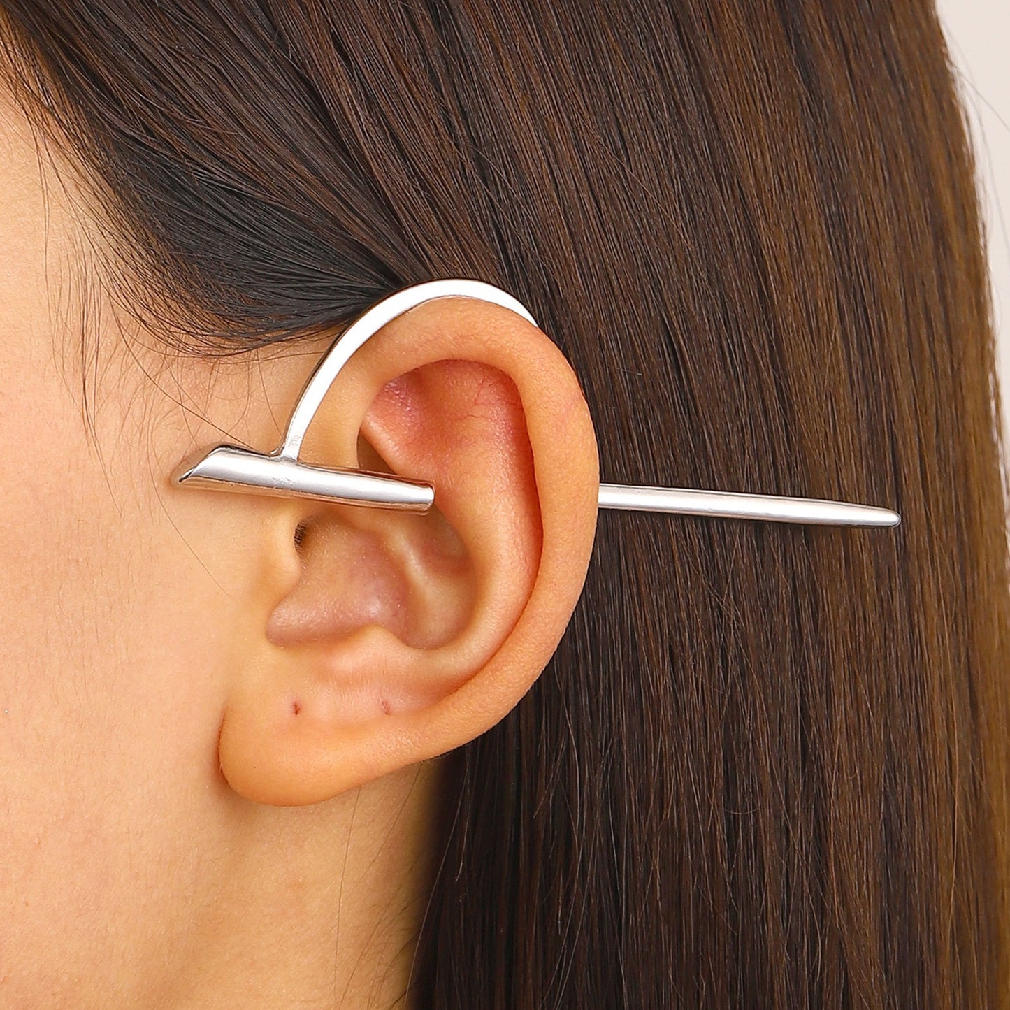 Retro C-shaped straight ear clip without ear hole and ear bone clip