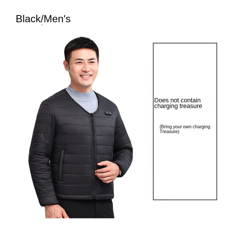 Intelligent heating cotton clothing with constant temperature and electric heating, winter V-neck front and back heating, long sleeved warm clothing