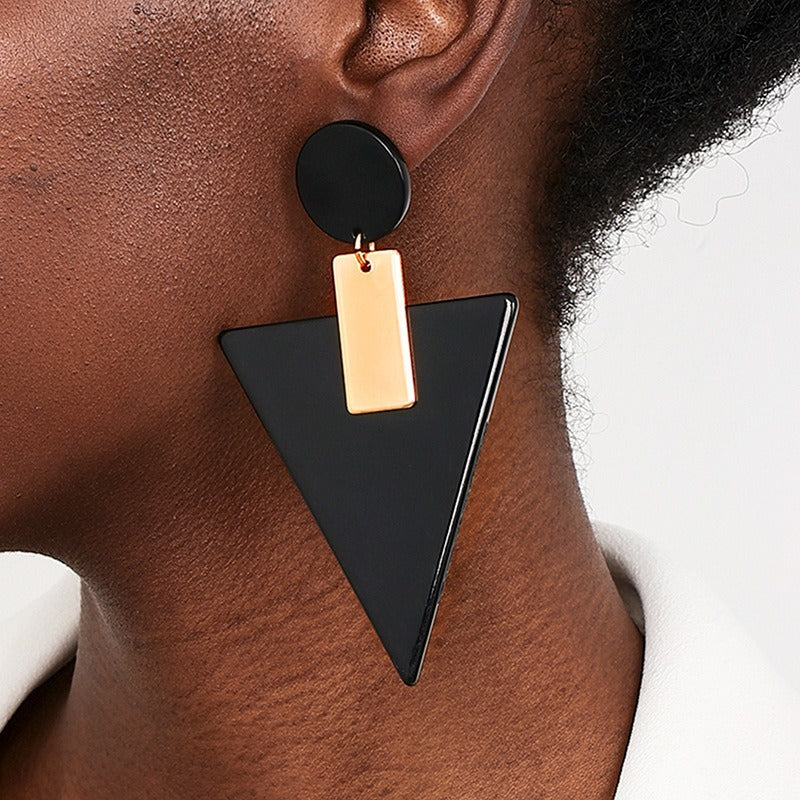 Exaggerated acrylic geometric triangle circular women's earrings and earrings