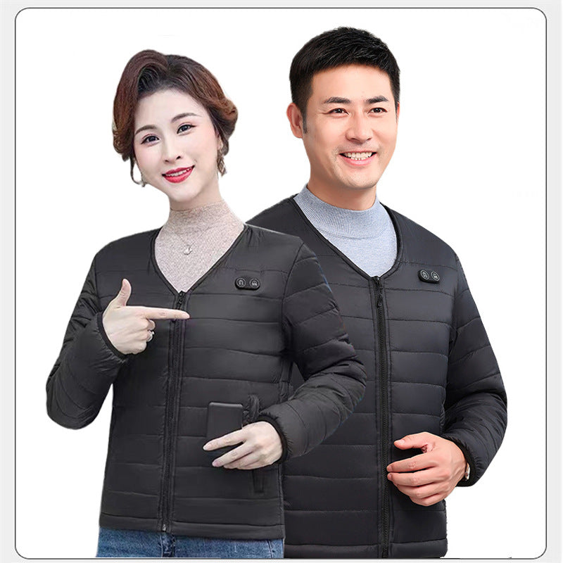 Intelligent heating cotton clothing with constant temperature and electric heating, winter V-neck front and back heating, long sleeved warm clothing