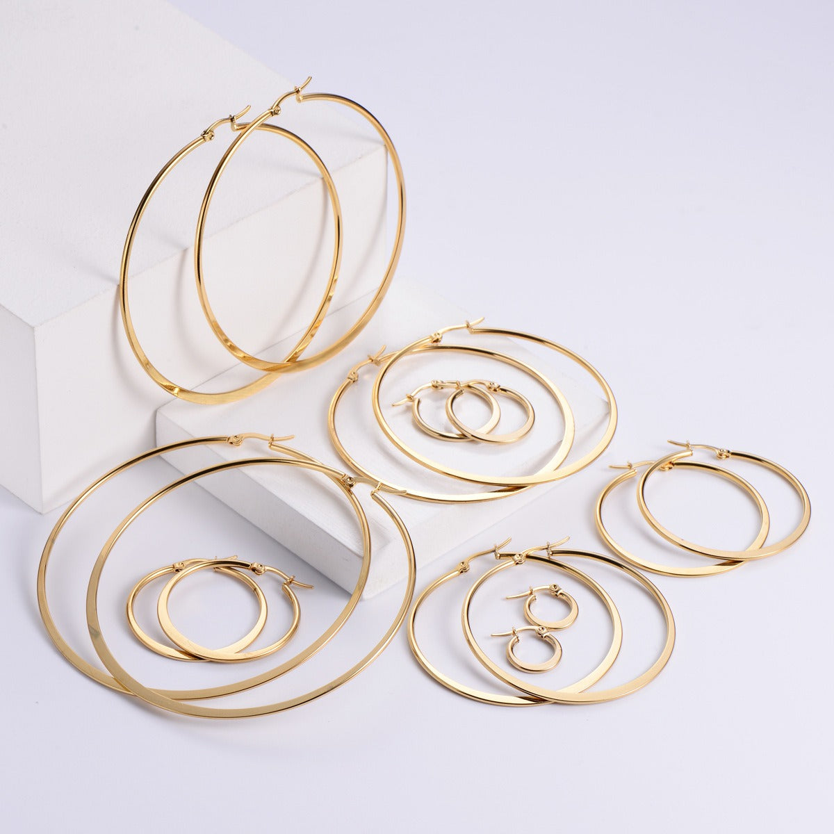 Earring round strip flattened ear line buckle technology ear line summer women's new jewelry