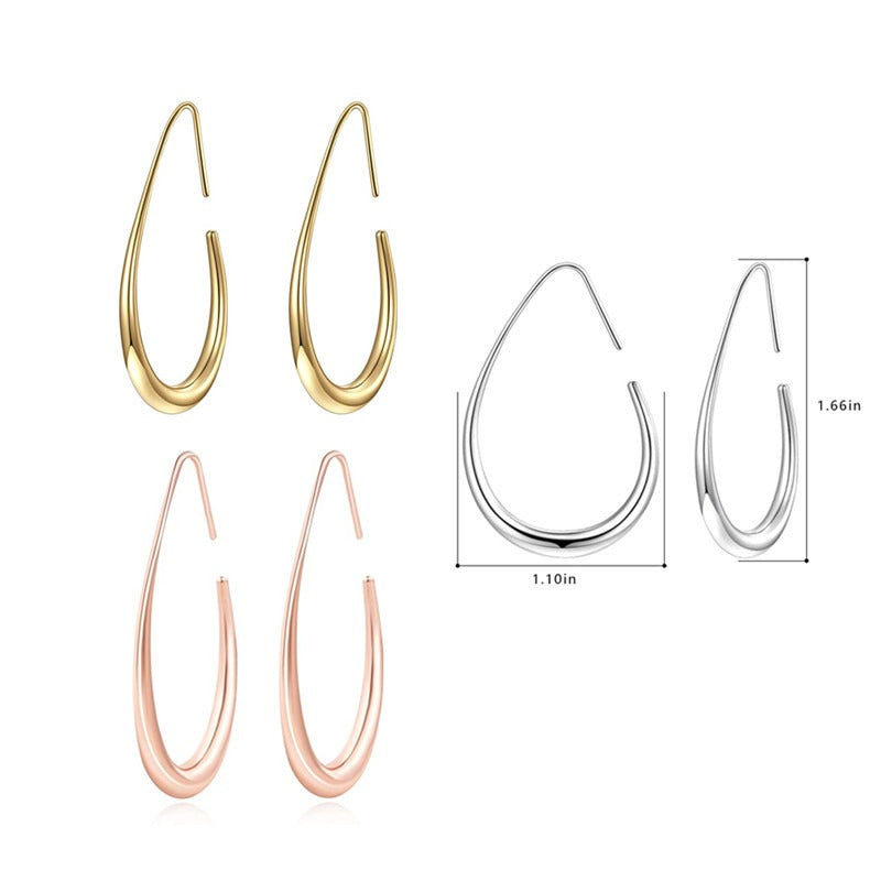 Large oval pull-through earrings with high polishing and personalized jewelry gift