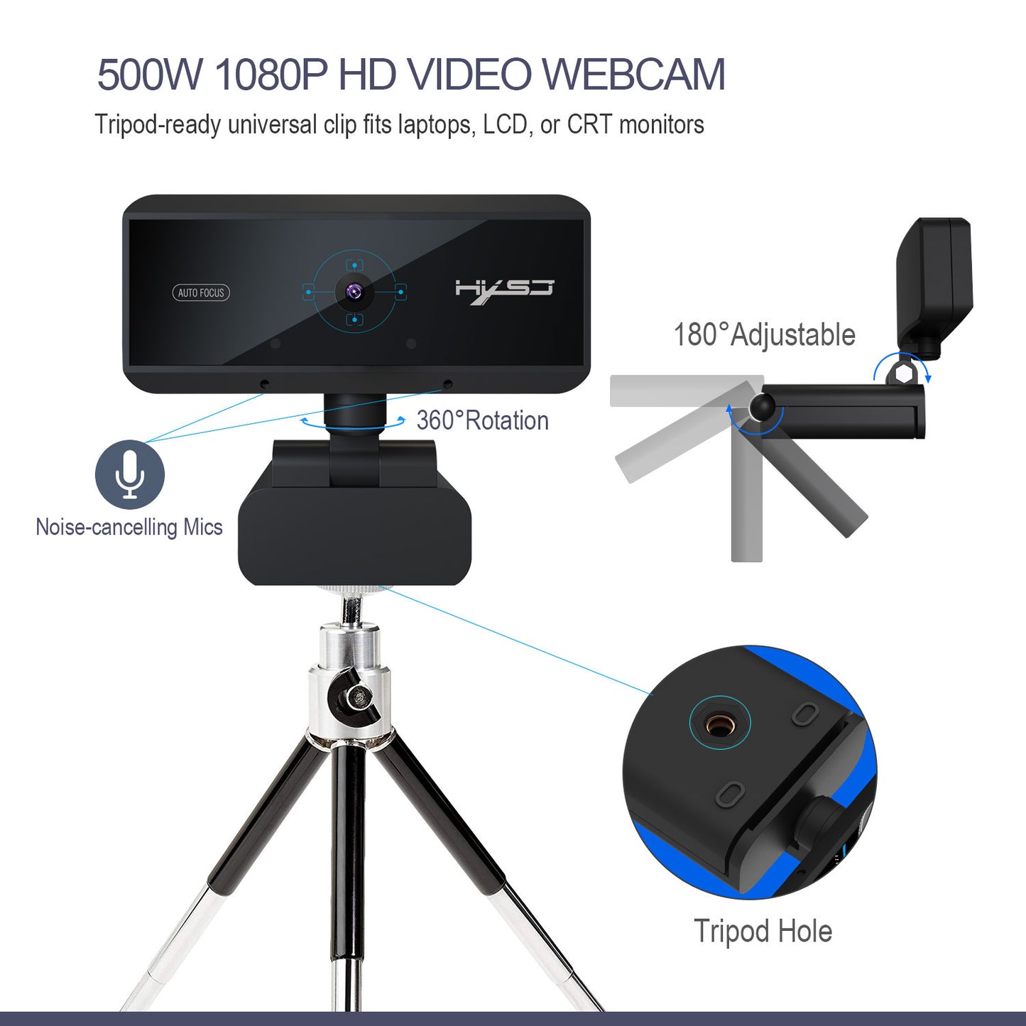 Computer video computer camera with 5 million autofocus and support for 720P1080P video