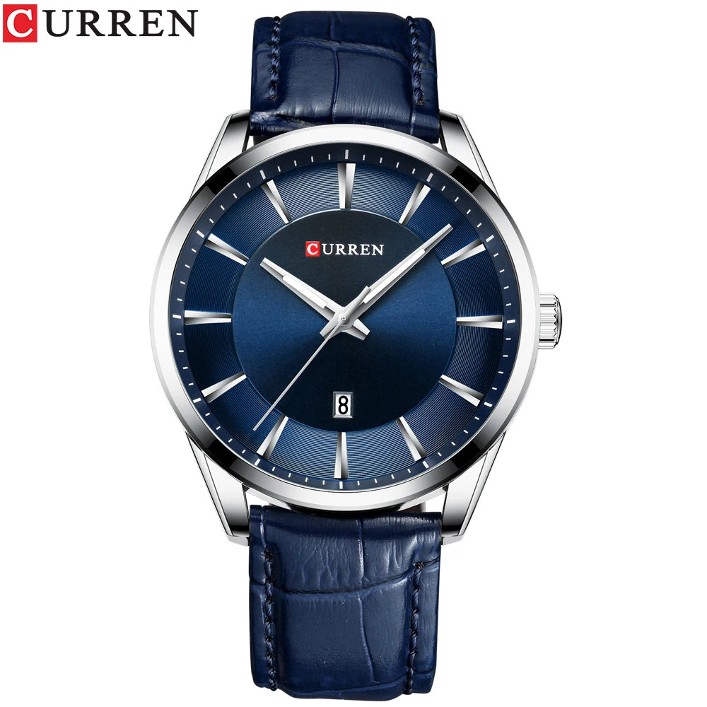 CURREN Quartz Watches for Men Leather Strap