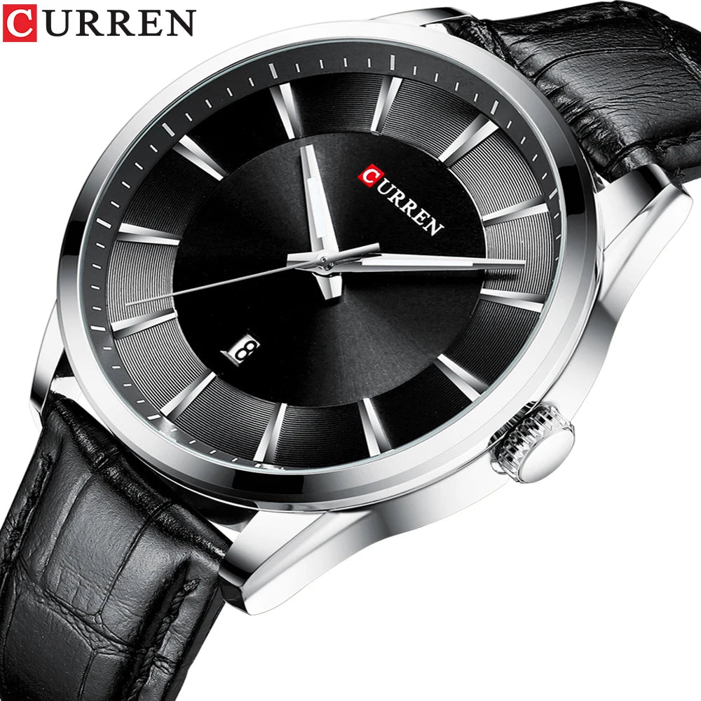 CURREN Quartz Watches for Men Leather Strap