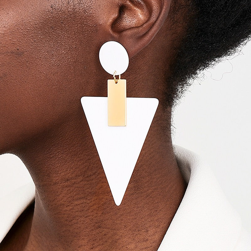 Exaggerated acrylic geometric triangle circular women's earrings and earrings