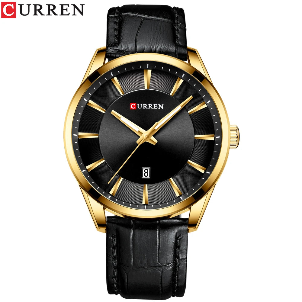 CURREN Quartz Watches for Men Leather Strap