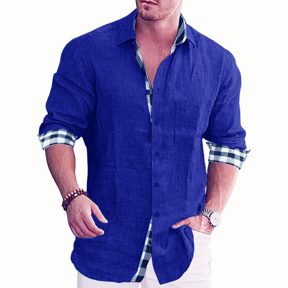 Leisure men's cotton and linen shirt men's shirt men's shirt