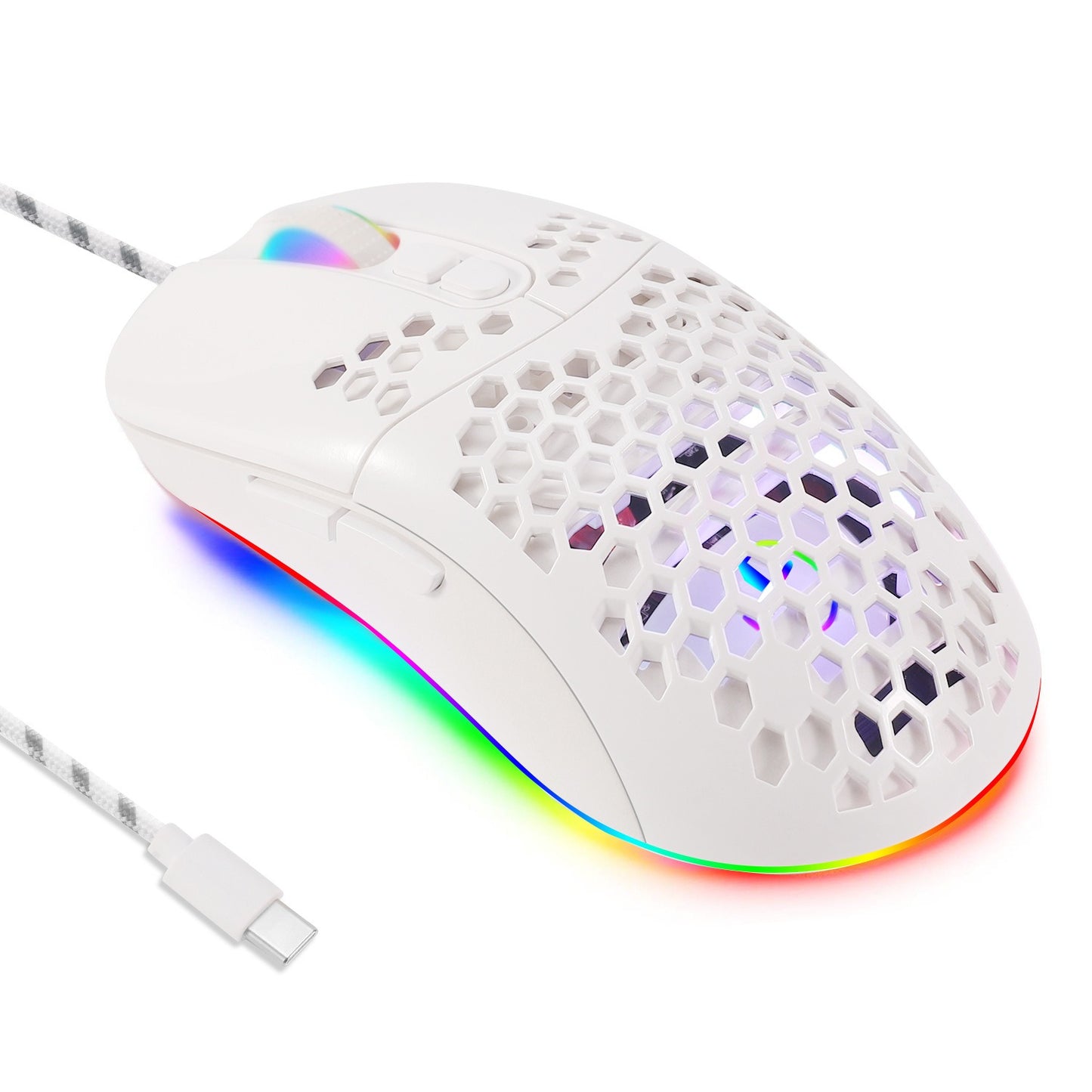 Cave mouse USB-C luminous RGB wired macro programming game mouse with 6 keys to turn off lights