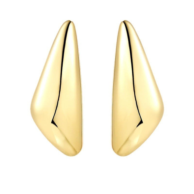 Fashionable Droplet Earrings with Advanced Light Sensitive Surface Gold Melon Seed Earrings