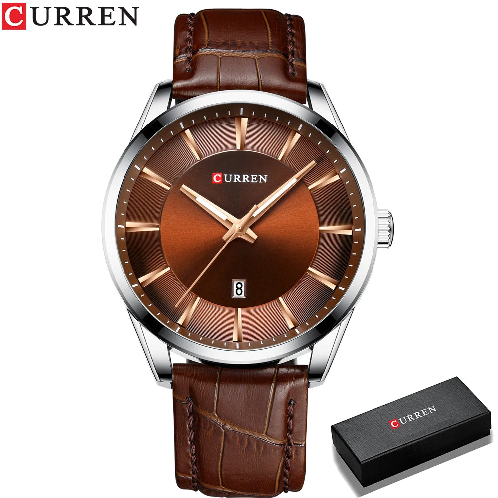 CURREN Quartz Watches for Men Leather Strap