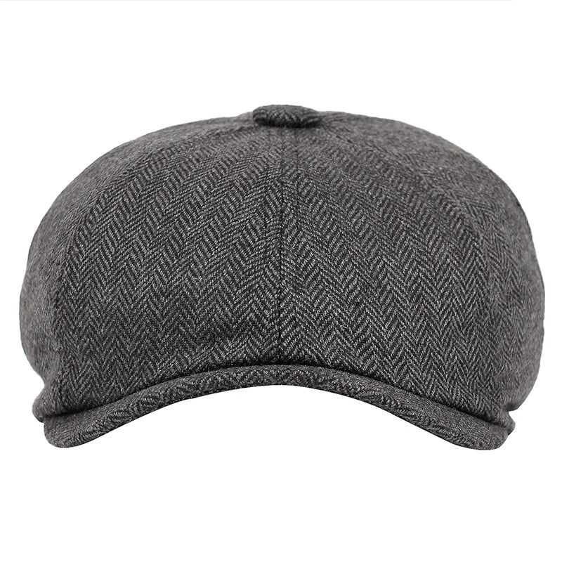 Men Beret Vintage Herringbone Gatsby Tweed Hat