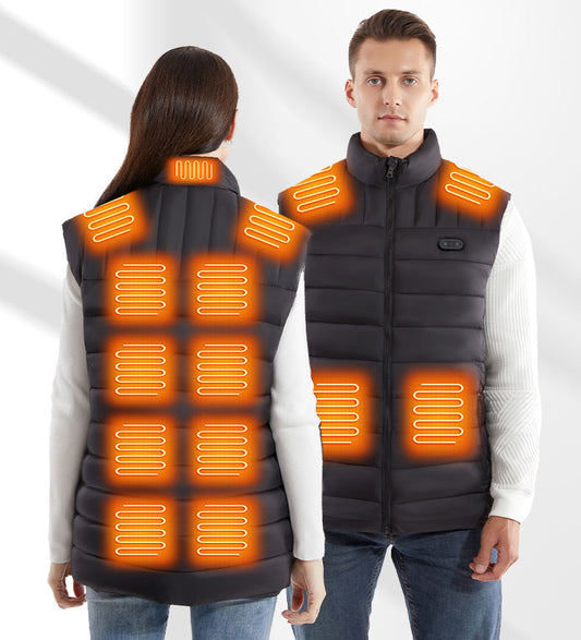 New winter intelligent heating vest, electric heating stand collar, fashionable one click light off function