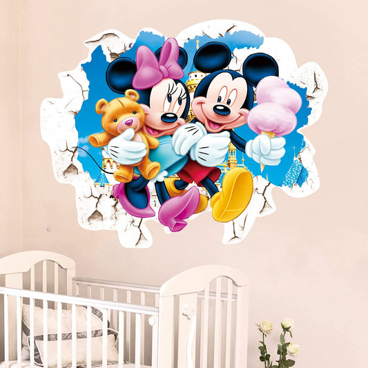 cartoon wall stickers for children's bedroom creative decoration Minnie Mickey PVC stickers self-adhesive glass door stickers