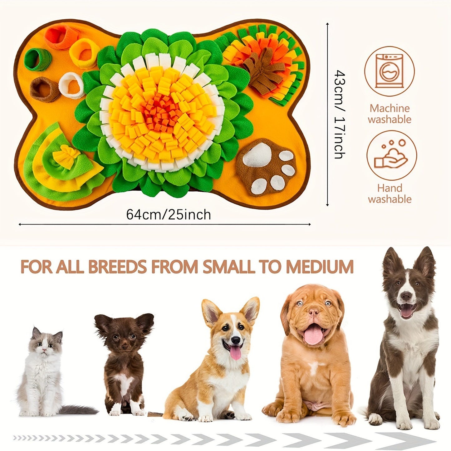 Pet dog sniffing toy mat cat and dog sniffing mat washable fun food hiding puzzle sniffing mat