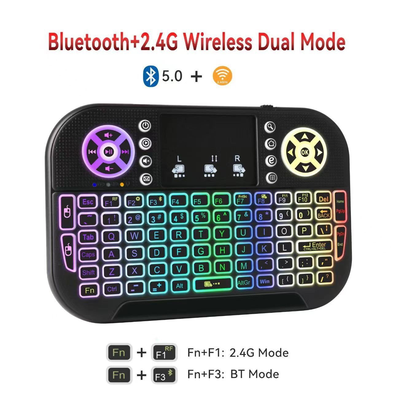 N8 Air Mini Flying Mouse Keyboard RGB Colorful Backlit Small Keyboard Smart TV Remote Control Portable