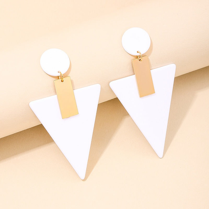 Exaggerated acrylic geometric triangle circular women's earrings and earrings