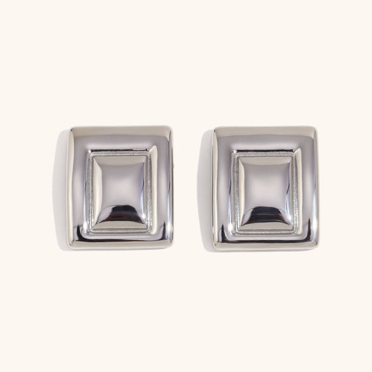 Niche design stainless steel plated exaggerated geometric rectangular earrings