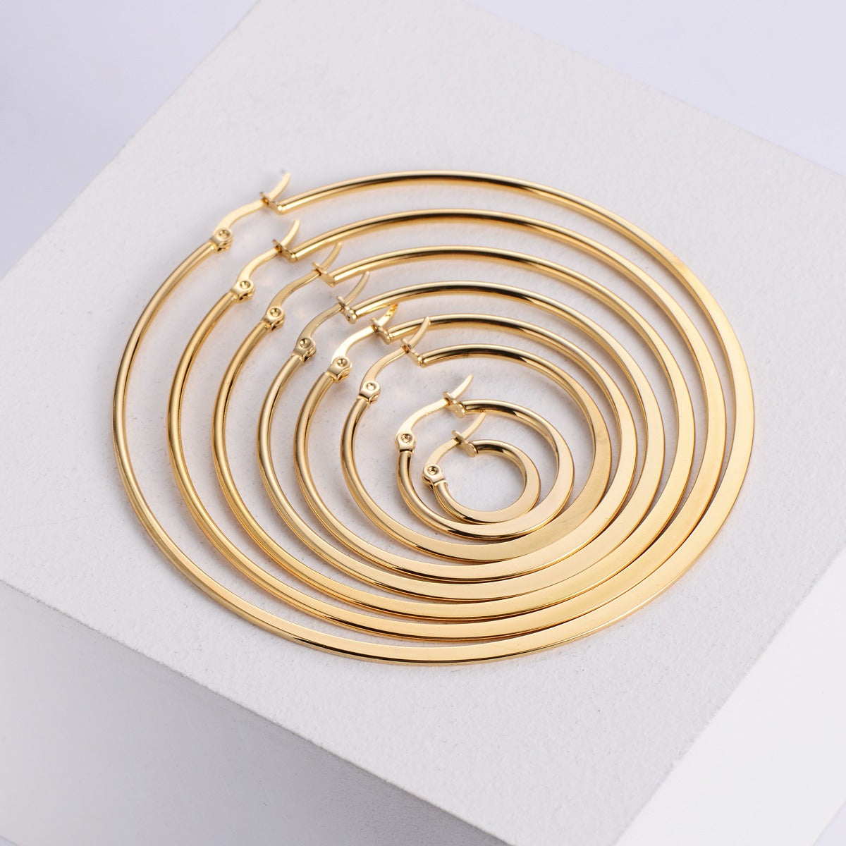 Earring round strip flattened ear line buckle technology ear line summer women's new jewelry