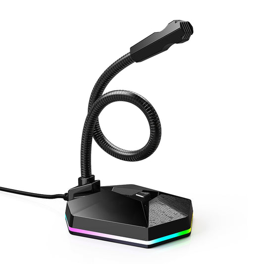 New microphone RGB luminous bendable USB microphone no drive voice chat video conference microphone