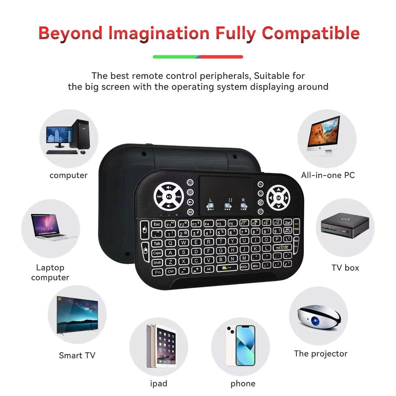 N8 Air Mini Flying Mouse Keyboard RGB Colorful Backlit Small Keyboard Smart TV Remote Control Portable