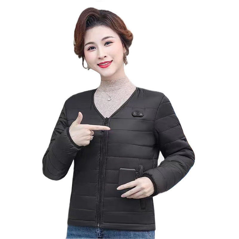 Intelligent heating cotton clothing with constant temperature and electric heating, winter V-neck front and back heating, long sleeved warm clothing