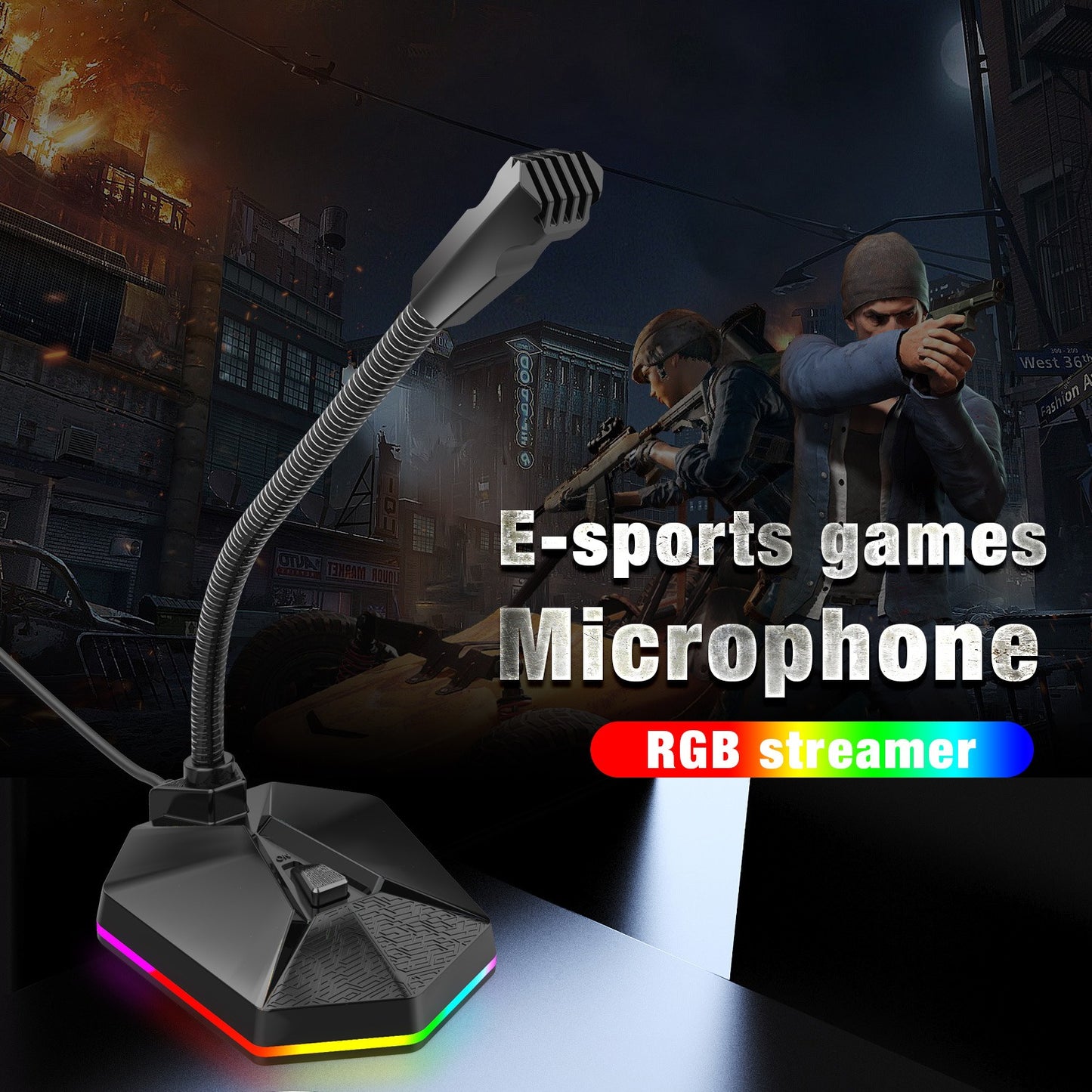 New microphone RGB luminous bendable USB microphone no drive voice chat video conference microphone