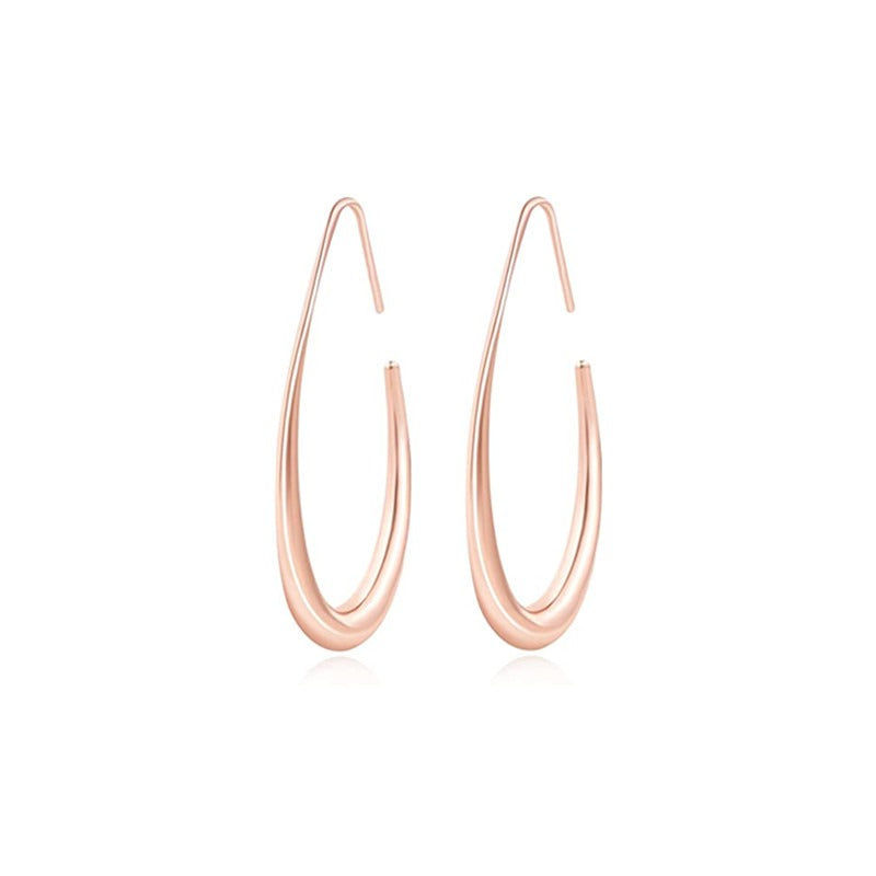 Large oval pull-through earrings with high polishing and personalized jewelry gift