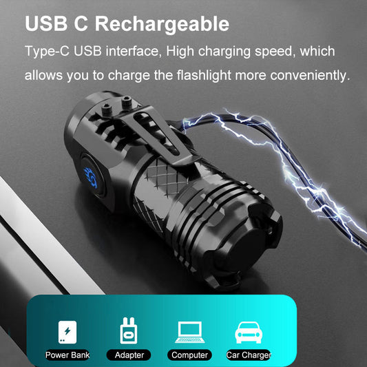 Factory Price Plastic Flashlight Rechargeable 3 LED 3000 Lumens 5 Modes Outdoor EDC Flashlight Power Outage Emergency Lighting