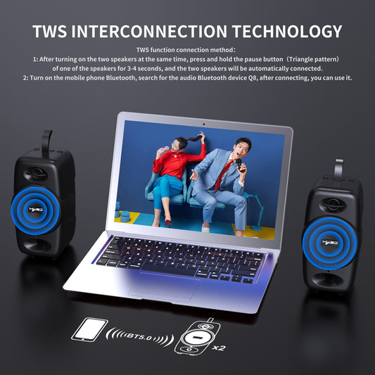 Mobile Bluetooth 5.0 speaker desktop wireless speaker subwoofer built-in 2000mAh speaker supports TWS