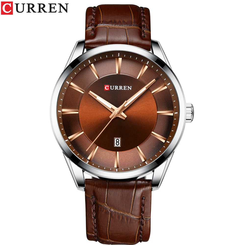 CURREN Quartz Watches for Men Leather Strap