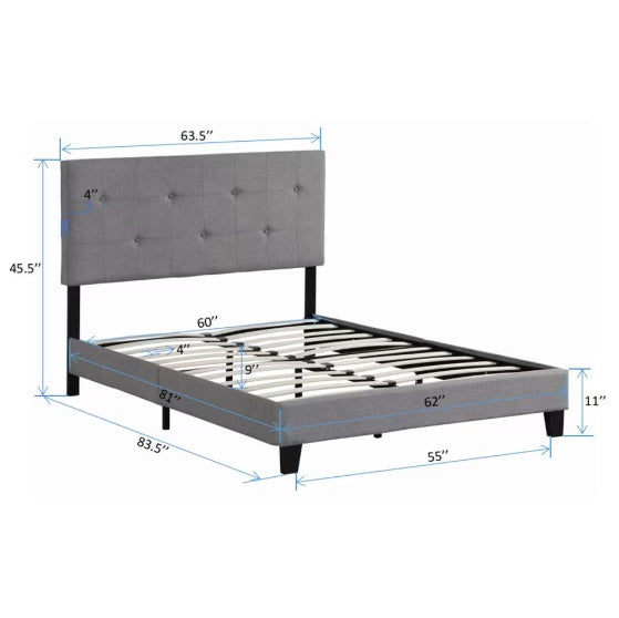 Queen-sized Upholstered Platform Bed Frame