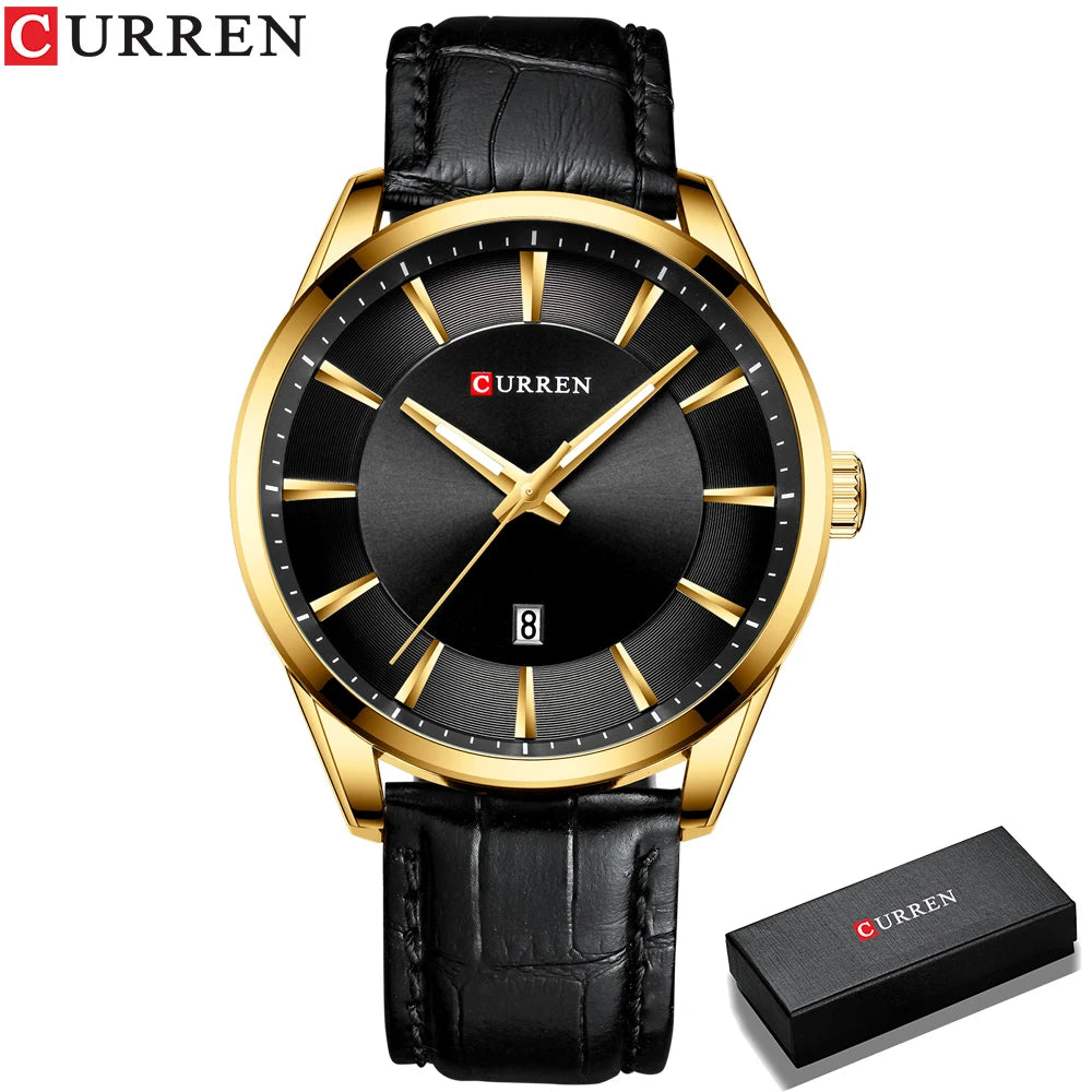 CURREN Quartz Watches for Men Leather Strap